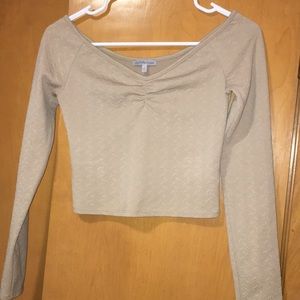 Tan Long Sleeved Crop Top